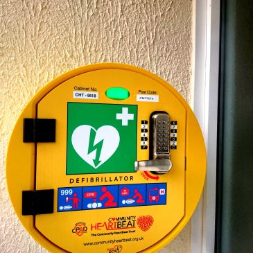 Defibrillator training session at Rayne Village Hall